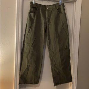 Olive Green Wide Leg Crop Pants